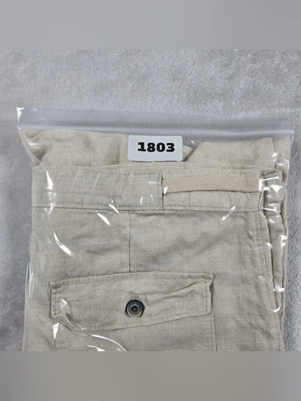 Tasso Elba 100% Linen Casual Pants Mens Size 38x28 Beige Flat Front Drawsting